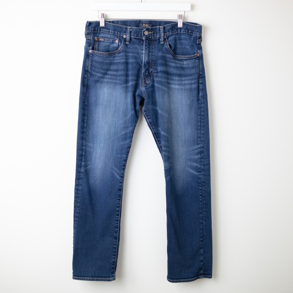 Polo Ralph Lauren Varick Slim Straight Mens 33x30 Blue Denim 5 Pocket